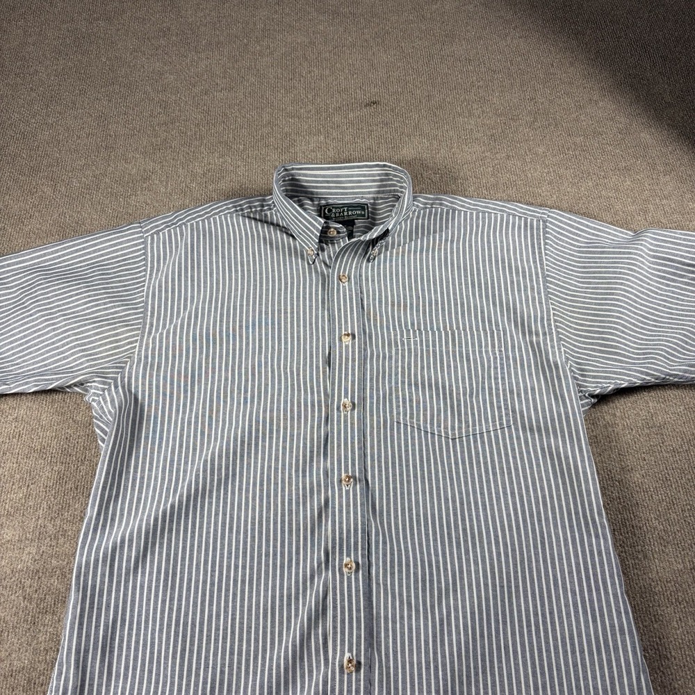 Croft & Barrow Short Sleeve Button Up Stripped Size M Color Gray - Picture 4 of 9